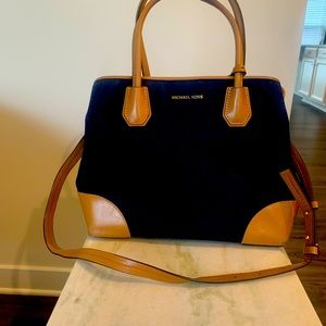 Micheal kors blue khaki and leather purse